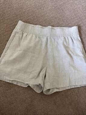 Old Navy High-Waist Linen-Blend Shorts — Light Tan